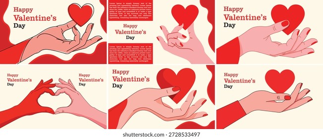 Love in the details an array of artistic illustrations featuring hands and hearts, perfect for expressing love and affection on Valentine's Day.