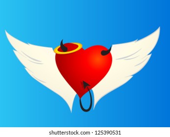 Love - devil and angel vector illustration