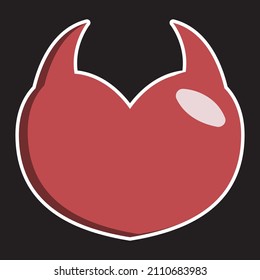 Love devil symbol vector. Vector illustration. Design for print on shirt, poster, banner. Red color picture on black background. Lovely print for tee shirt