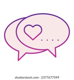 Love dialogue flat icon. Romantic messages with heart symbol illustration isolated on white. Love chat Speech Bubble gradient style design, designed for web and app. Eps 10