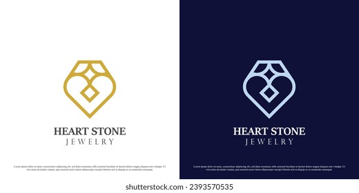 Love diamond accessories logo design illustration. Solid shape business jewelry bracelet gold ring gradient treasure lifestyle. Flat icon simple minimalist geometric elegant luxury majestic.