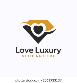Love diamond logo design template. Jewelry brand concept. Creative vector symbol.