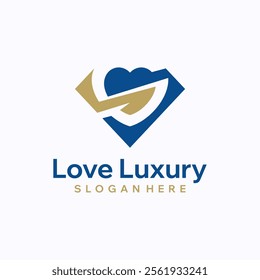 Love diamond logo design template. Jewelry brand concept. Creative vector symbol.