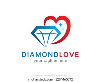 Love Diamond Logo Template Design Vector, Emblem, Concept Design, Creative Symbol, Icon