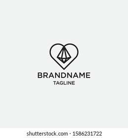 Love Diamond Logo Template Design Vector