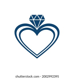 love diamond ring logo icon flat concept vector design