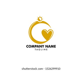 Love and Diamond Ring Logo Template Design Vector