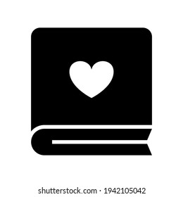 icono del diario de amor o logotipo símbolo de signo aislado ilustración vectorial - iconos vectoriales de estilo negro de alta calidad
