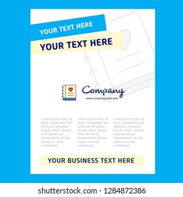 Love diary Title Page Design for Company profile ,annual report, presentations, leaflet, Brochure Vector Background