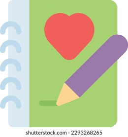 la ilustración del vector del diario de amor en un fondo transparente.Símbolos de calidad premium. Icono de vector de color de línea para concepto y diseño gráfico.