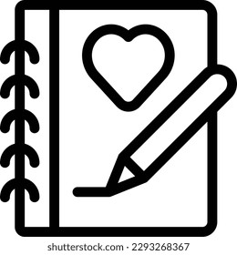 Ilustración de vectores de agenda de amor en un fondo transparente.Símbolos de calidad premium.Icono de vector de línea delgada para el concepto y el diseño gráfico.