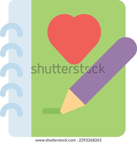 love diary Vector illustration on a transparent background.Premium quality symbols. Line Color vector icon for concept and graphic design.