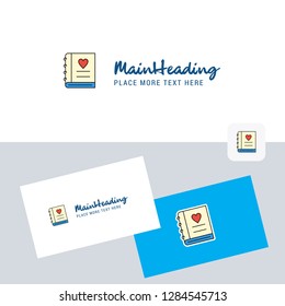 Love diary vector logotype with business card template. Elegant corporate identity. - Vector