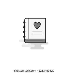 Love diary Web Icon. Flat Line Filled Gray Icon Vector