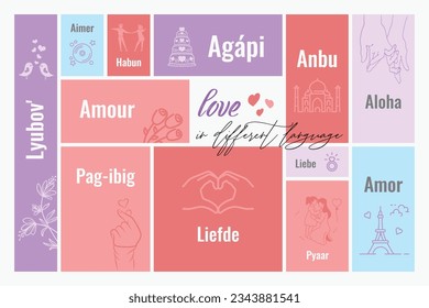 Love In Different Language!!
Concept of creating love in different language which comes to core thing of affectionate, passion, memory. Elegant pastel colors with layout split. 