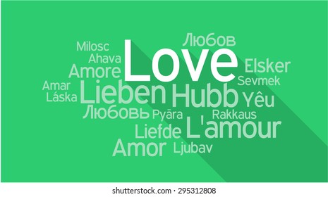 LOVE in different languages, words collage vector illustration. - Shutterstock ID 295312808