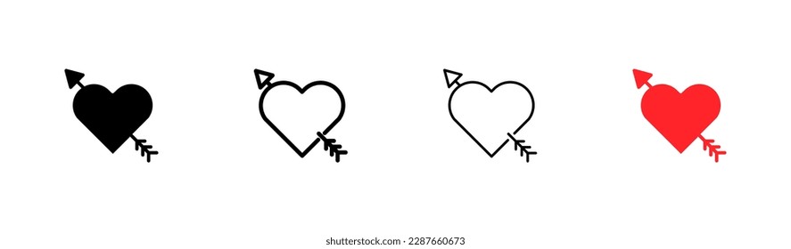 Love. Different styles, colored, love symbol. Vector icons.