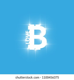 I love Digital bitcoins symbol with light effect on transparent backgraund.