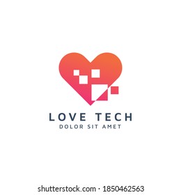 love digital negative space logo design