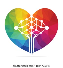 Love Digital tree logo design concepts. Educational learning and technology companies logo.