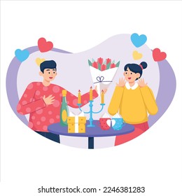 Love Dinner Couple On Valentine Day