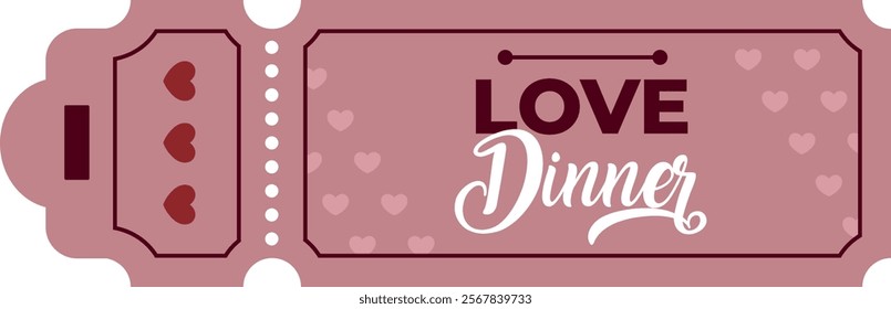 Love Dinner Valentines Coupon Vector Illustration