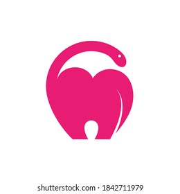 Diseño del logo de los dinosaurios de amor con concepto plano