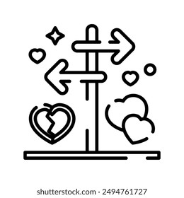 Love Direction Outline Icon, Vector illustration