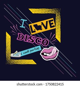 I Love Disco typography t shirt design eps 