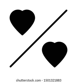 love discount glyph flat vector icon