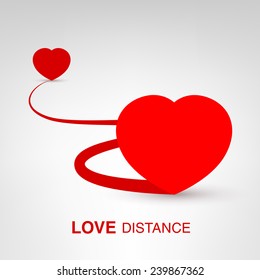 Love Distance - creative Valentines Day heart concept vector illustration