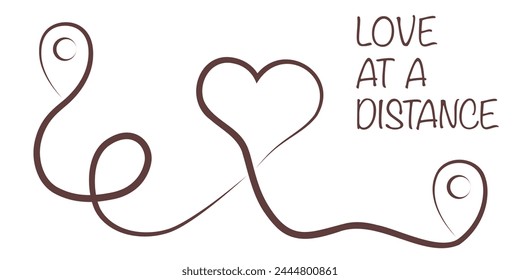 Love at a distance. Heart route design. Abstract pattern of love. EPS 10.