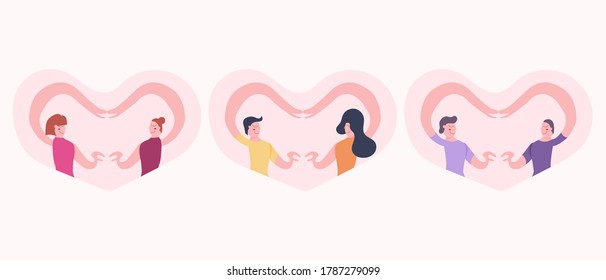 Love of diverse gender couple. Flat design of gender diversity vector illustration.