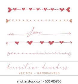 Love dividers, vector hand painted