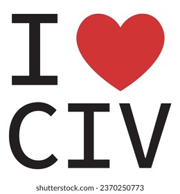 I love Côte d'Ivoire typography vector