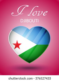 I love Djibouti - glossy heart with national flag on pink background