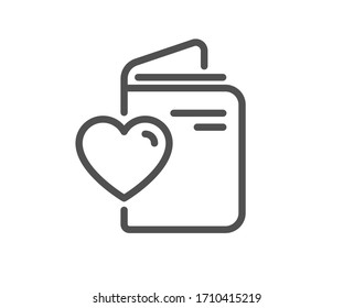 Icono de línea de documento de amor. Cartel del pasaporte de boda. Símbolo de relaciones de pareja. Elemento de diseño de calidad. Trazo editable. Icono de documento de amor de estilo lineal. Vector