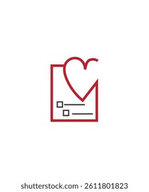 love document logo, document with heart shape logo, docs logo