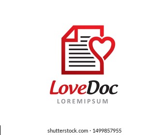 Love Document logo symbol or icon template