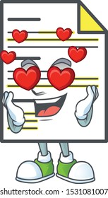 In love document template with cartoon character shape