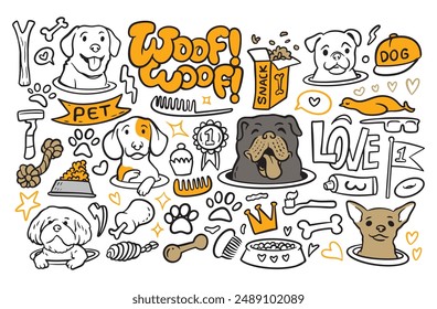 Love dog doodles. dogs doodle vetor