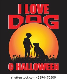 I LOVE DOG GHALLOWEEN Halloween groovy T-shirt design