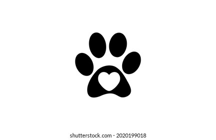 
love dog icon , heart inside dog paw