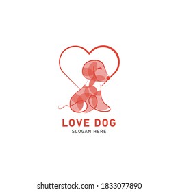 Love dog icon logo vector graphic monoline  design template illustration.