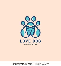 Icono de perro de amor vectorial gráfico modelo de diseño de monolina.
