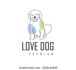Love dog line art illustration, victor file black and white , digital art , portiet , print file eps 10