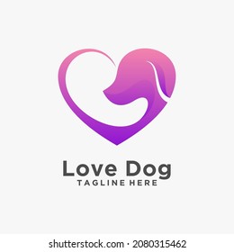 Love dog logo design illustration