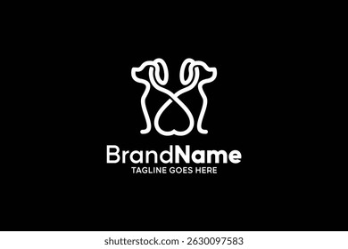 Love dog logo design with line art style. Dog pet logo