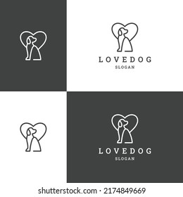 Love dog logo icon flat design template 