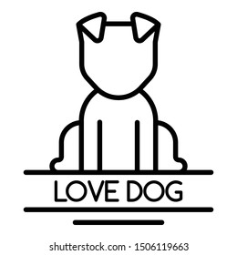 Love dog logo. Outline love dog vector logo for web design isolated on white background
